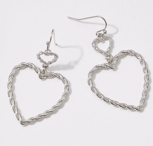Twisted Metal Heart Earrings