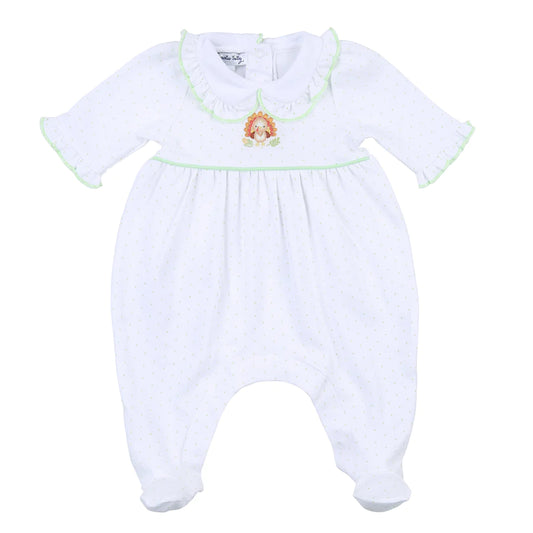 Giving Thanks Embroidered Collared Ruffle Footie