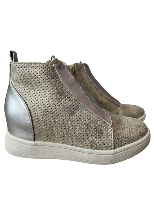 Gold and Silver Wedge Sneaker