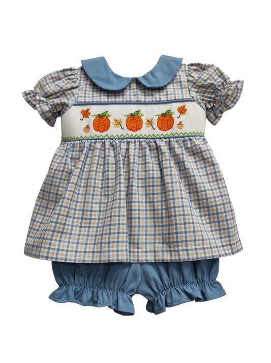 Three Sisters Pumpkin Patch Smocked Bloomer Set